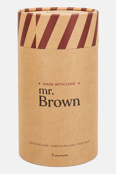 Muy Mucho Mr Brown Teddy Bear On A Box, Tan