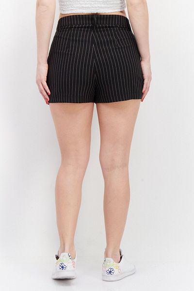 Don't Call Me Jennyfer Women Stripe Basic Shorts, Black/White