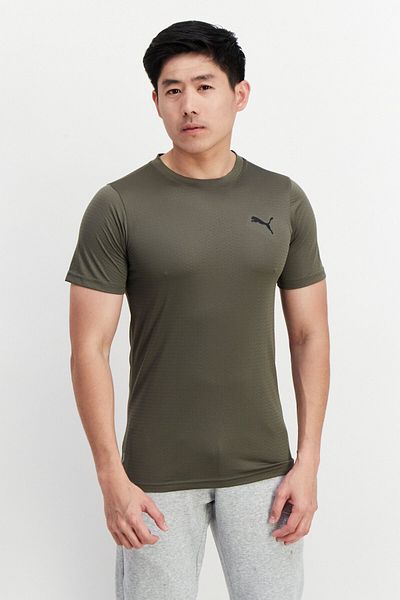 Puma Men Sportswear Fit Brand Logo Training T Shirt, Dark Green
