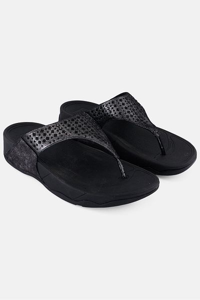 Fitflop Women Novy Suede Toe Thong Sandals, Black