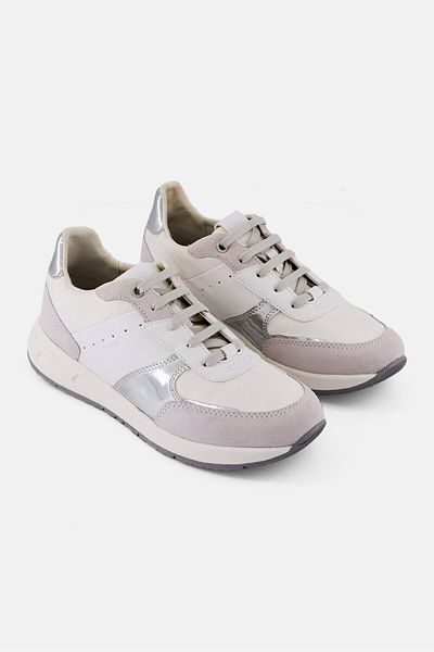 Geox Women Bulmya Lace Up Outdoor Sneaker, Off-White