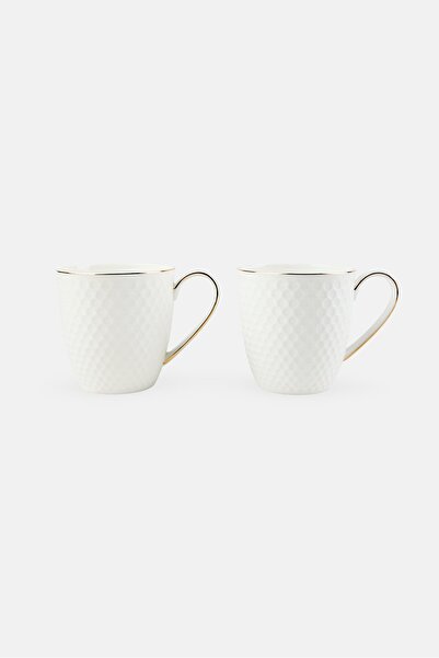 Fissman 2 Pcs Noemi Fine Bone China Mug Set, White
