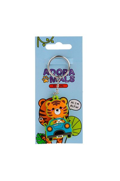 Puckator Breloc Pentru Copii, Tigrul Alfie In Masinuta, Adoramals, 11 Cm
