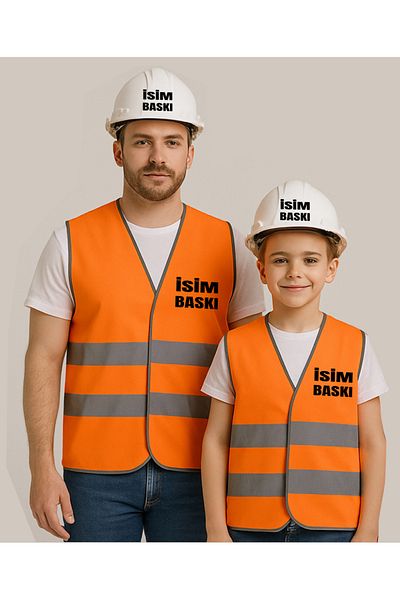 Teknik 1Pc Adult 1Pc Children's Warning Vest+2 Helmet (Please from Name Information Question Part)