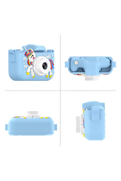 OEM Cameră Foto Digitala, Copii 3-8 Ani, cu Card SD 32GB, Jocuri, Selfie & Efecte, husa moale cu unicorn