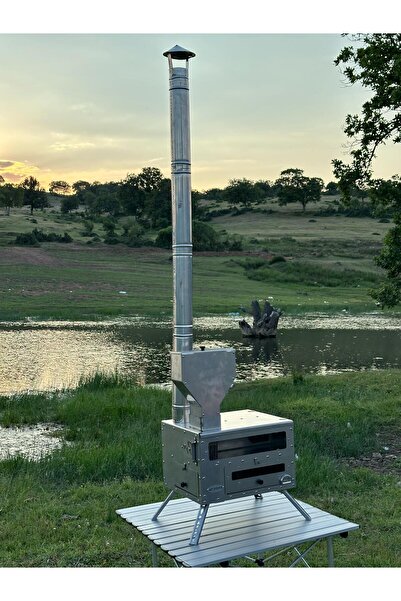 Realx Portatif Kuzineli Pelet&Odun Kamp , Piknik , Outdoor Sobası Paslanmaz Çelik Isı Göstergeli