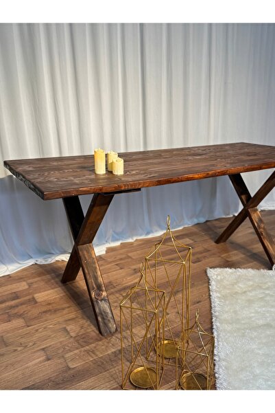 MCNdesign Aras Ahşap Lüx Kütük Yemek Çalışma Masası Kestane 180