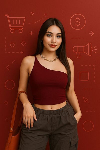 MYCPARL Crop decoltat cu umăr burgundy