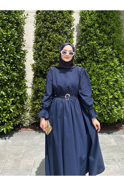SSDESİNG Ala Poplin Dress Navy Blue