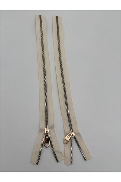 kumasfabrik (45 cm) 2 Pcs Zipper/Bag Zipper/Bag Accessory/Cream Gold Threaded