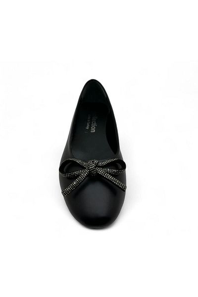 DOSA SHOES Women's Bow Ballerina Ballet-Black Skin