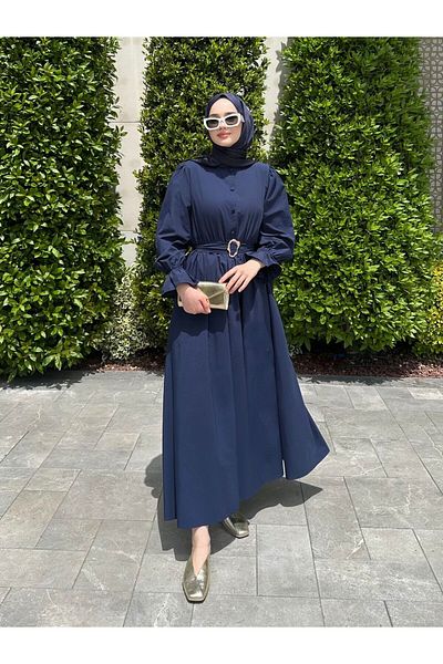 SSDESİNG Ala Poplin Dress Navy Blue