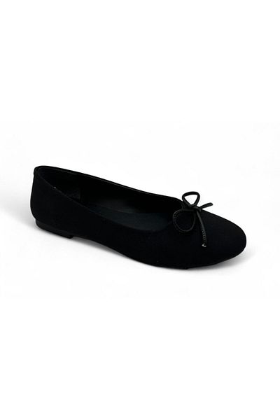 DOSA SHOES Women's Bow Ballerina Ballet-Black Suede