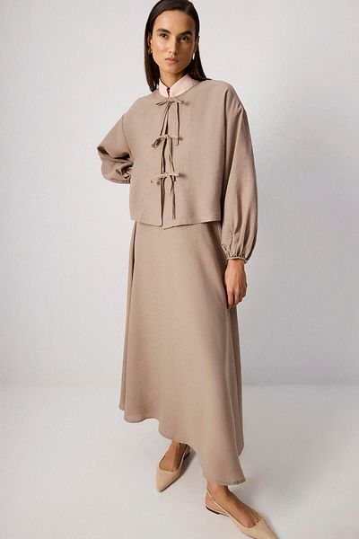 Touché Privé Front Tie Jacket Skirt Suit