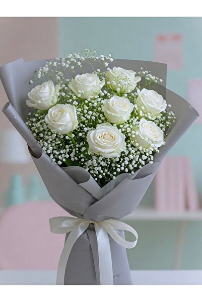 PRİYA JEWELERY Gül Buketi, Beyaz Solmayan Gül Buketi, Sevgiliye ve Arkadaşa Hediye
