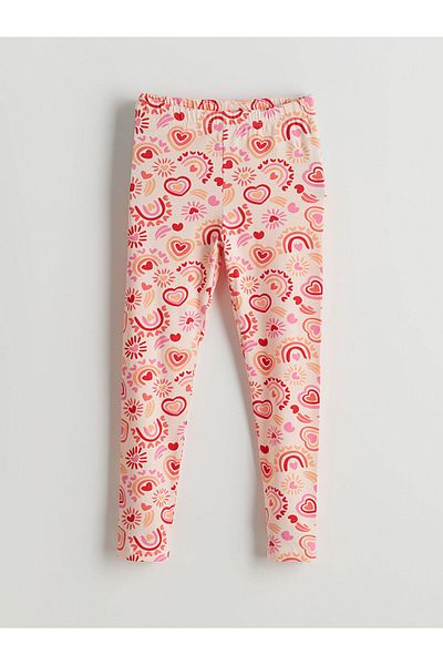 LC Waikiki Printed Girls' Leggings with Elastic Waist, 2-Piece