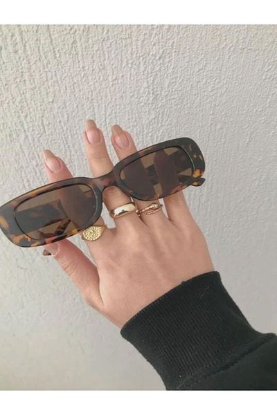 AychaAksesuar Almond Vintage Leopard Sunglasses