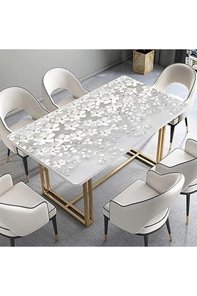 NETWORK ART Stickerart Table Covering Foil Furniture Table Covering Foils 3D White Leaves