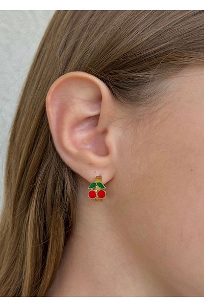 Home Sihra Accessories Steel Ring Model Cherry Children's Earrings