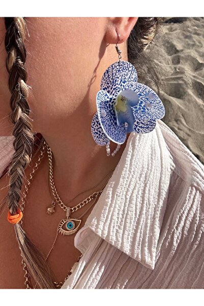 SERENA BD Orkide KÜPE inci charm detaylı 1 çift gerçekçi ısşak görünümlü