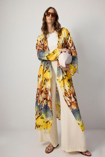 Touché Privé Kruvaze Patterned Kimono