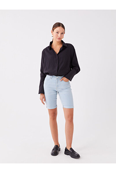 LC Waikiki Indigo Regular Waist Bermuda Fit Women's Jean Shorts