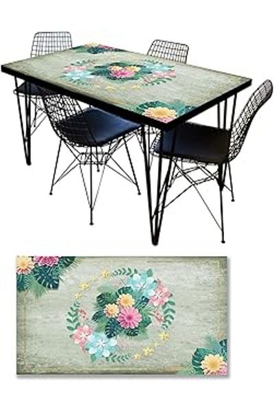 Mu Art Ahşap Table Covering Foil Furniture Table Covering Foils 3D Tropical Flowers