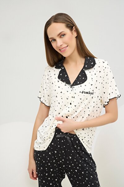 Sevim SEVİM 16690 KADIN BASKILI DÜĞMELİ PİJAMA TAKIM 25Y
