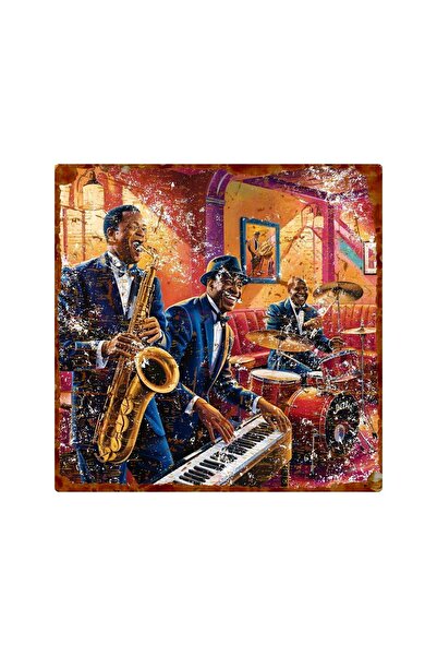Hayg Equipment Jazz Temalı Müzisyenler UV Baskılı Alüminyum Dekoratif Tabela ...