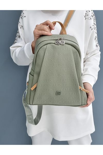 çantamgelsin Just Polo Women's 9 Compartment Embossed Printed Backpack