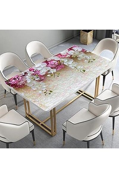 Mu Art Ahşap Stickerart Table Covering Foil Furniture Table Covering Foils White Flowers