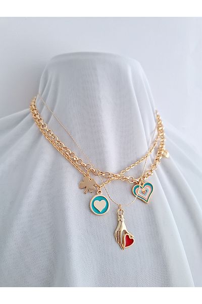 İPAR AKSESUAR 3-Piece Gold Chain ​​Necklace