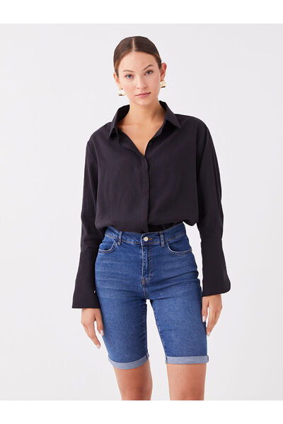 LC Waikiki Indigo Regular Waist Bermuda Fit Women's Jean Shorts