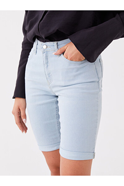 LC Waikiki Indigo Regular Waist Bermuda Fit Women's Jean Shorts