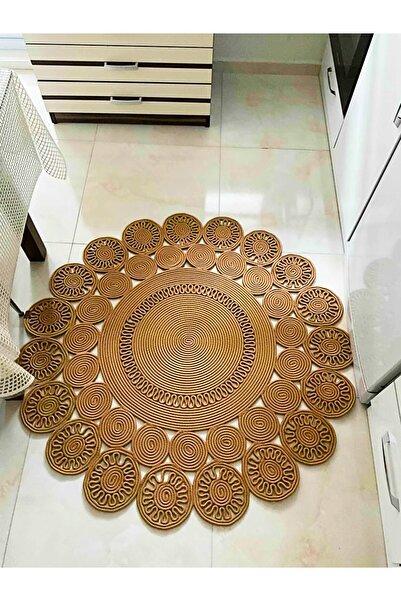 BHR Creative Jüt Halat Papatya Model Paspas Kilim Yolluk Halı
