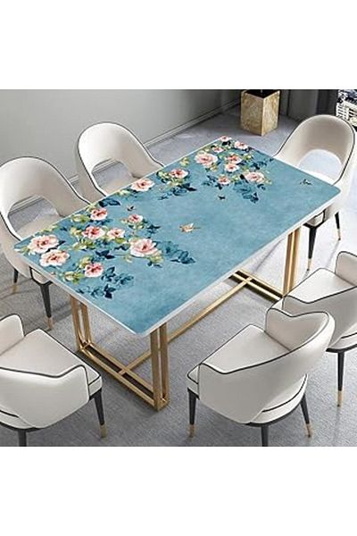 Mu Art Ahşap Stickerart Table Covering Foil Furniture Table Covering Foils Blue Green Pink Roses