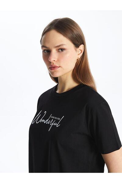 LC Waikiki Crew Neck Printed Short Sleeve Oversize Women's Tunic (S4)