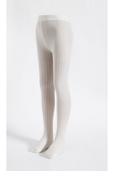 Katia&Bony Girl's 20 denier knitted patterned thin pantyhose ecru