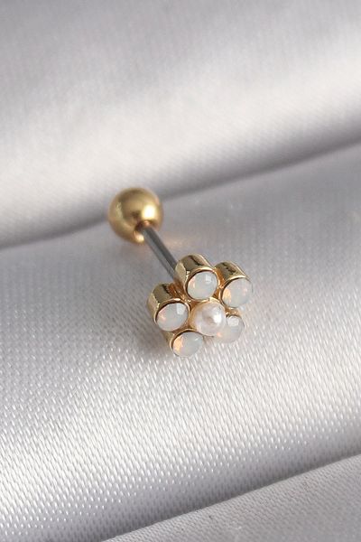 Clariss 316L Steel Gold Color Zircon Stone Flower Model Tragus Piercing