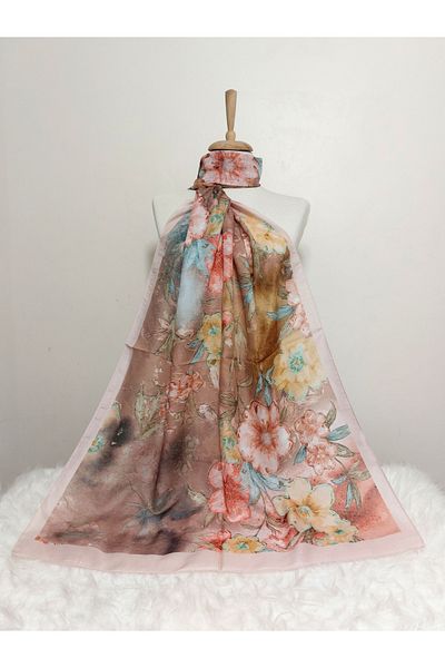 REMOMODA Patterned Soft Cotton Shawl Floral Model