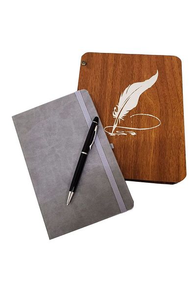 MBB ETİCARET Gift Metal Pen and Lined Leather Notebook