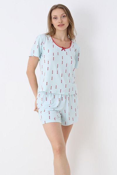 TURAY Set de pijamale albastre Bianca Charm cu pantaloni scurți