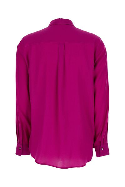 PLAIN Fuchsia Relaxed Shirt With Mother-Of-Pearl Buttons In Satin Woman