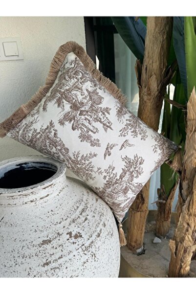 ref crea Toile De Jouy Throw Pillow Cover Brown - Green