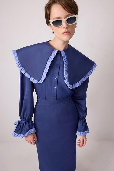 Touché Privé Contrast Ruffle Shirt