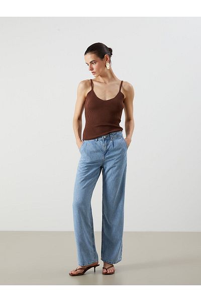 LC Waikiki Γυναικείο Jean Παντελόνι Wideleg