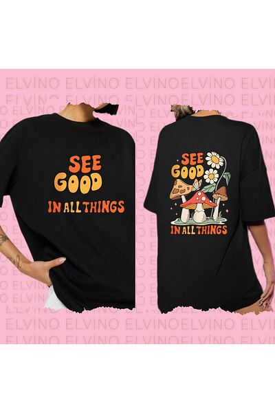 Elvino Text Printed Oversize Unisex Women/Men Crew Neck T-Shirt