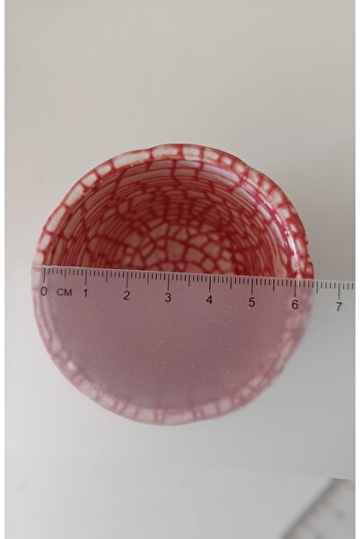 hobidaşım Ceramic Cracked Look Red Decorated Vase - 6.5 cm Length, 6 cm Mouth Width