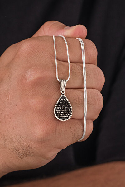 CAN SİLVER 925 Ayar Gümüş Dua Ayet Yazılı Gerçek Gümüş Erkek Kolye