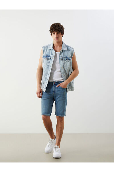 LC Waikiki Nevavm Skinny Fit Men's Jean Shorts with a Difference